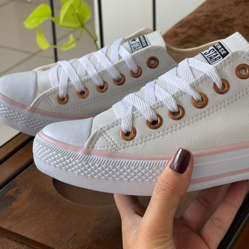 Tenis Allstar All Star Branco Com Dourado Feminino Tênis All Star