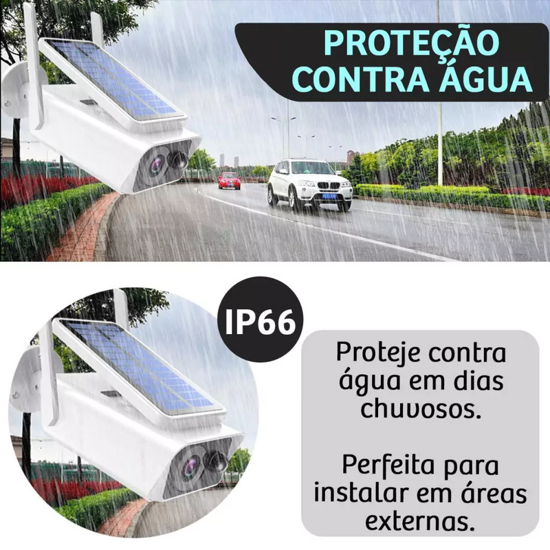 Câmera Wifi Segurança Energia Solar Vigilância Full Hd  Prova D'água