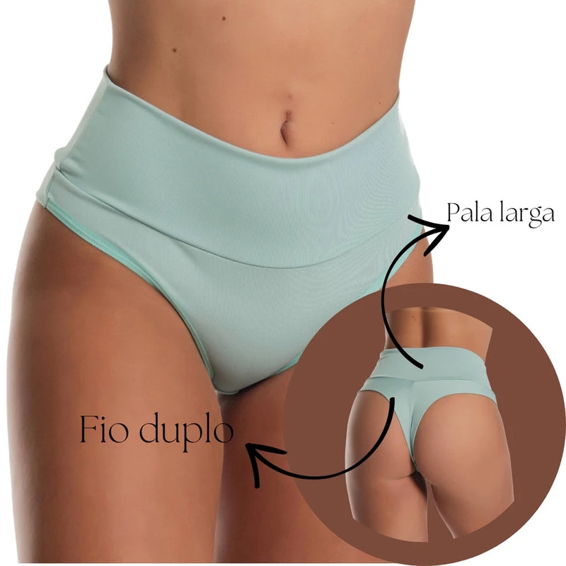 Kit 5 Calcinhas Modeladora Cós Alto Fio Duplo Kit Lingerie